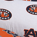 Auburn Tigers 100% Cotton Sateen Queen Sheet Set - White