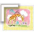 Gingham Giraffe - Contemporary mount print with beveled edge