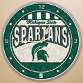 Michigan State Spartans NCAA College 12" Round Art Glass Wall Clock