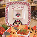 Ohio State OSU Buckeyes NCAA College 14" Gameday Ceramic Chip and Dip Tray