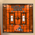 Cleveland Browns NFL Art Glass Double Light Switch Plate Cover
