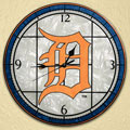 Detroit Tigers MLB 12" Round Art Glass Wall Clock