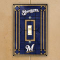 Milwaukee Brewers MLB Art Glass Single Light Switch Plate Cover