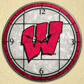 Wisconsin Badgers NCAA College 12" Round Art Glass Wall Clock