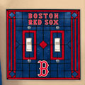 Boston Red Sox MLB Art Glass Double Light Switch Plate Cover