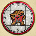 Maryland Terrapins NCAA College 12" Round Art Glass Wall Clock