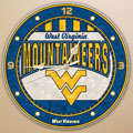 West Virginia Mountaineers NCAA College 12" Round Art Glass Wall Clock