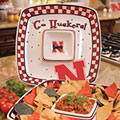 Nebraska Huskers NCAA College 14" Gameday Ceramic Chip and Dip Tray