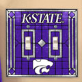 Kansas State Wildcats NCAA College Art Glass Double Light Switch Plate Cover