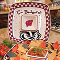 Wisconsin Badgers NCAA College 14" Gameday Ceramic Chip and Dip Tray