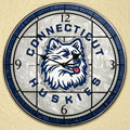 Connecticut Huskies NCAA College 12" Round Art Glass Wall Clock