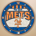 New York Mets MLB 12" Round Art Glass Wall Clock