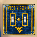West Virginia Mountaineers NCAA College Art Glass Double Light Switch Plate Cover