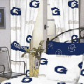 Georgetown Hoyas  100% Cotton Sateen Long Window Drapes - 84" White