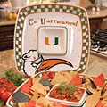 Miami Hurricanes UM NCAA College 14" Gameday Ceramic Chip and Dip Tray