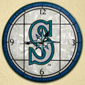 Seattle Mariners MLB 12" Round Art Glass Wall Clock