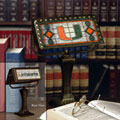 Miami Hurricanes UM NCAA College Art Glass Bankers Lamp