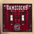South Carolina Gamecocks NCAA College Art Glass Double Light Switch Plate Cover