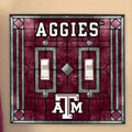 Texas A&M Aggies NCAA College Art Glass Double Light Switch Plate Cover