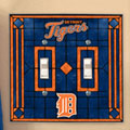 Detroit Tigers MLB Art Glass Double Light Switch Plate Cover