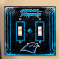 Carolina Panthers NFL Art Glass Double Light Switch Plate Cover