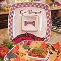 Arkansas Razorbacks NCAA College 14" Gameday Ceramic Chip and Dip Tray