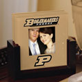 Purdue Boilermakers NCAA College Art Glass Photo Frame Coaster Set