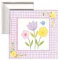 Gingham Flowers II - Lavender - Contemporary mount print with beveled edge