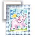 Gingham Elephant - Contemporary mount print with beveled edge