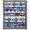 Trains, Planes and Trucks Woven Throw
