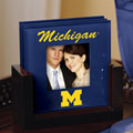 Michigan Wolverines NCAA College Art Glass Photo Frame Coaster Set