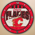 Calgary Flames NHL 12" Round Art Glass Wall Clock