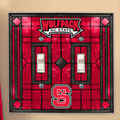 North Carolina State Wolfpack NCAA College Art Glass Double Light Switch Plate Cover