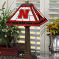 Nebraska Huskers NCAA College Stained Glass Mission Style Table Lamp