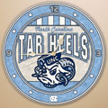 North Carolina Tarheels UNC NCAA College 12" Round Art Glass Wall Clock