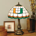 Miami Hurricanes UM NCAA College Stained Glass Tiffany Table Lamp