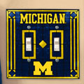 Michigan Wolverines NCAA College Art Glass Double Light Switch Plate Cover