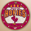 Virginia Tech Hokies NCAA College 12" Round Art Glass Wall Clock