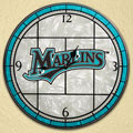 Florida Marlins MLB 12" Round Art Glass Wall Clock