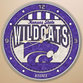 Kansas State Wildcats NCAA College 12" Round Art Glass Wall Clock