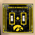 Iowa Hawkeyes NCAA College Art Glass Double Light Switch Plate Cover