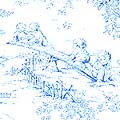 Isabella Blue Fabric By The Yard - Toile 
