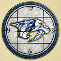 Nashville Predators NHL 12" Round Art Glass Wall Clock